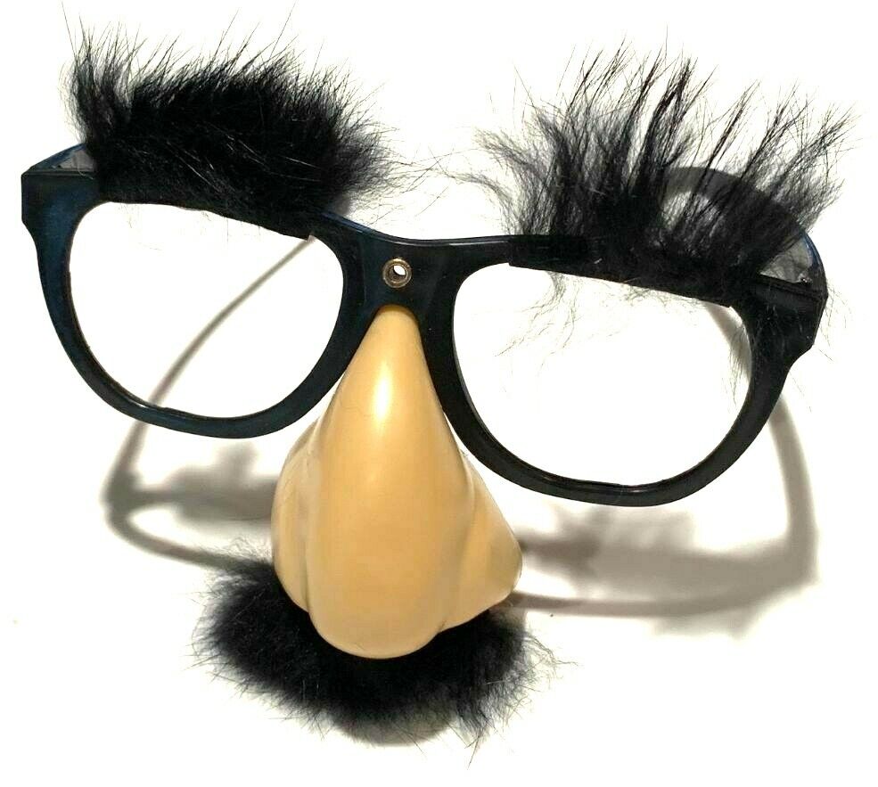 Deluxe RUBBER NOSE GROUCHO GLASSES Funny Black Frame Mustache Joke Fuzzy Puss - Fresh Stock Dated October 2025