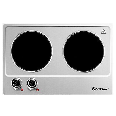 Costway Electric Hot Plate Ceramic Double 900W Infrared Burner Stainless Steel - Fresh Stock Dated October 2025