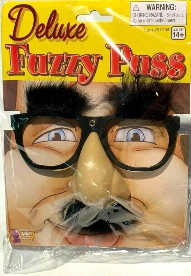 Deluxe RUBBER NOSE GROUCHO GLASSES Funny Black Frame Mustache Joke Fuzzy Puss - Fresh Stock Dated October 2025