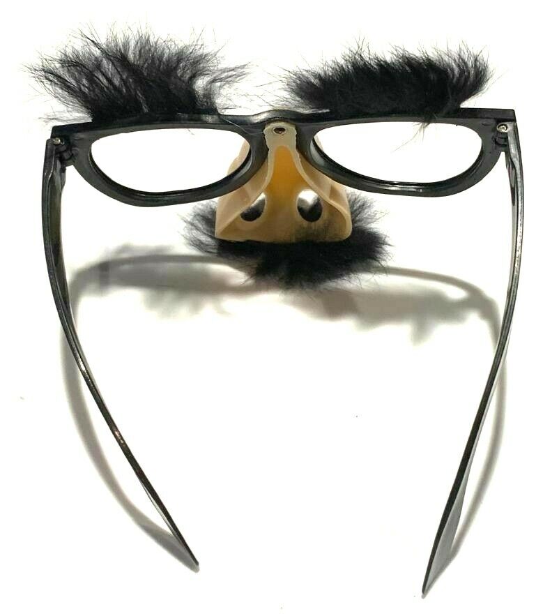 Deluxe RUBBER NOSE GROUCHO GLASSES Funny Black Frame Mustache Joke Fuzzy Puss - Fresh Stock Dated October 2025