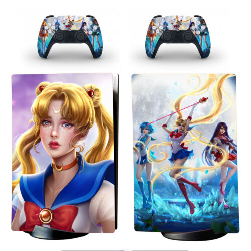PS5 Standard Disc Digital Console Remote Vinyl Skins Decals Anime Sailor Moon - Fresh Stock Dated October 2025