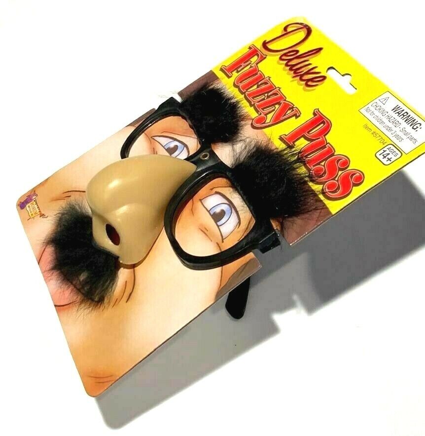 Deluxe RUBBER NOSE GROUCHO GLASSES Funny Black Frame Mustache Joke Fuzzy Puss - Fresh Stock Dated October 2025