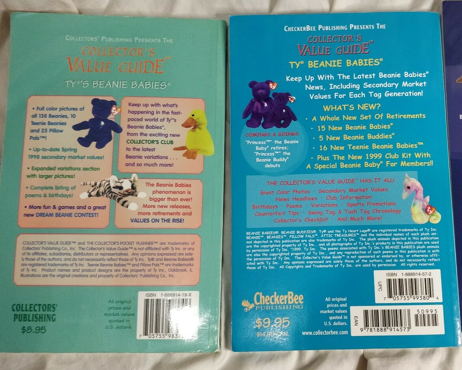 Ty Beanie Babies Collector's Value Guide Lot of 5: 1998,1999,2000,2001 - Fresh Stock Dated October 2025
