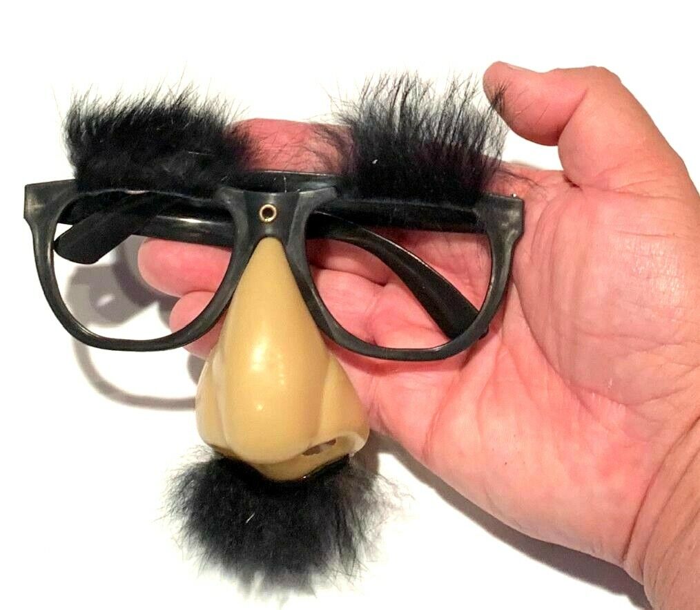 Deluxe RUBBER NOSE GROUCHO GLASSES Funny Black Frame Mustache Joke Fuzzy Puss - Fresh Stock Dated October 2025