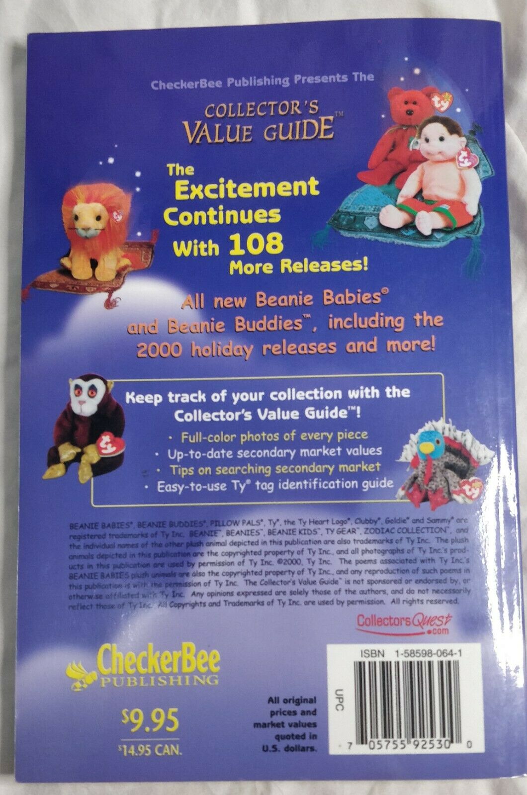 Ty Beanie Babies Collector's Value Guide Lot of 5: 1998,1999,2000,2001 - Fresh Stock Dated October 2025