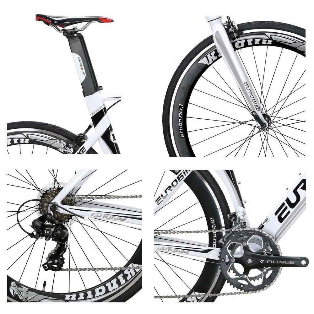 Eurobike XC7000 Road Bike 54 Cm Aluminum Frame 14 Speed Road Bicycle White - Fresh Stock Dated October 2025