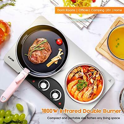 Electric Hot Plate, 1800W Portable Electric Stove,Infrared Double Burner,Heat - Fresh Stock Dated October 2025