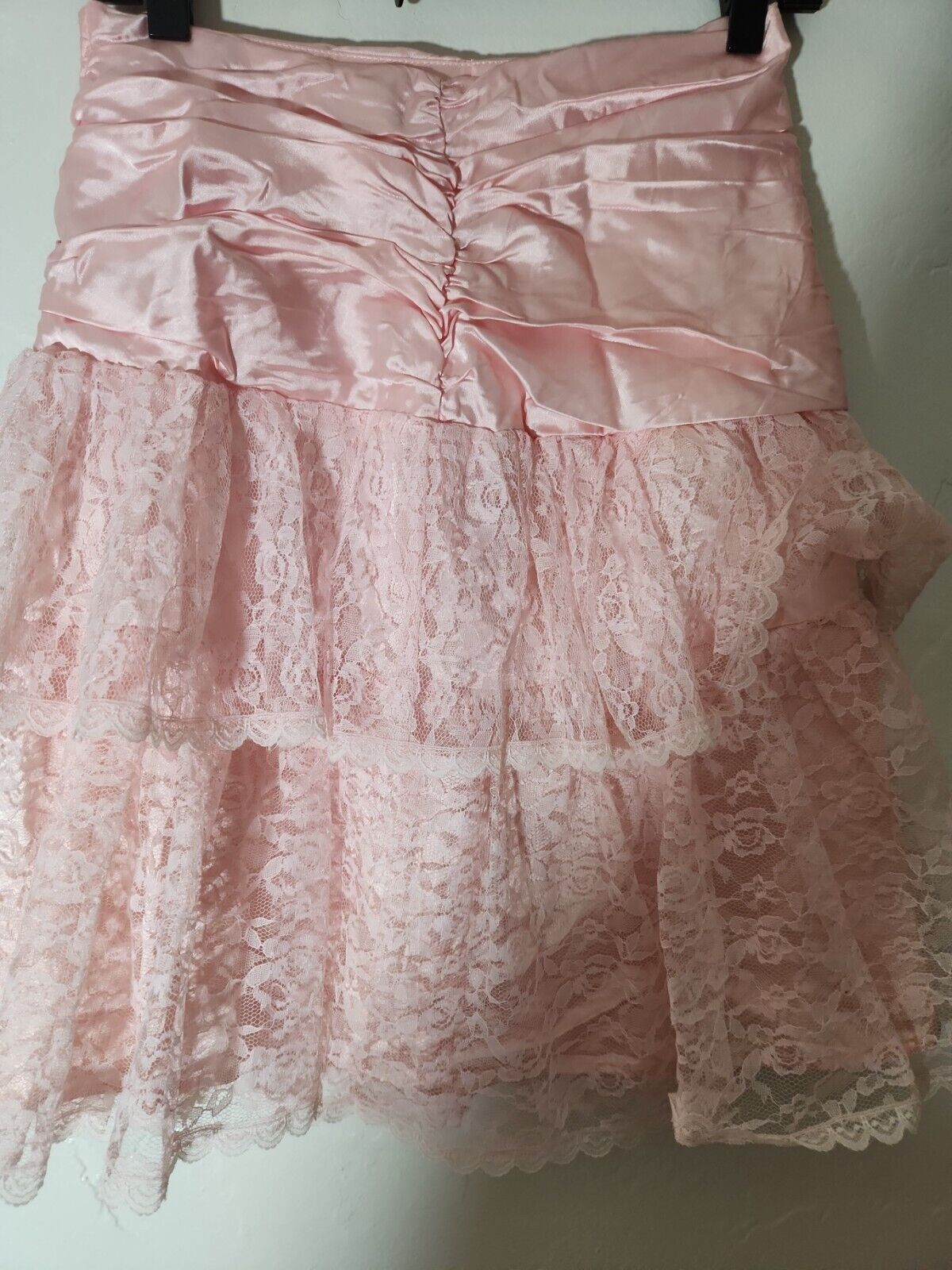 vintage skirt 1980 s pink satin w/ lace overlay sz 9-10 80's great - Fresh Stock Dated October 2025