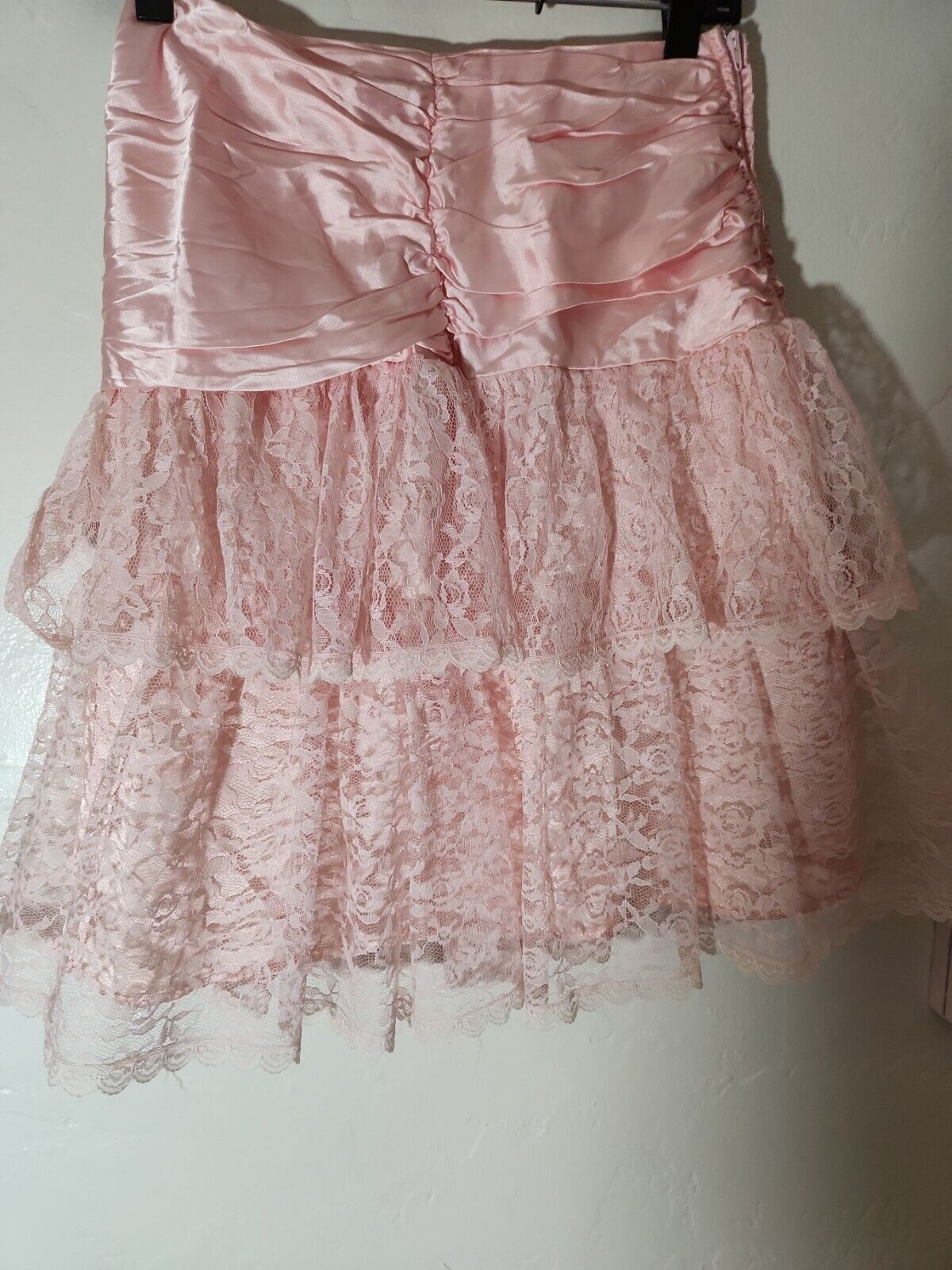 vintage skirt 1980 s pink satin w/ lace overlay sz 9-10 80's great - Fresh Stock Dated October 2025