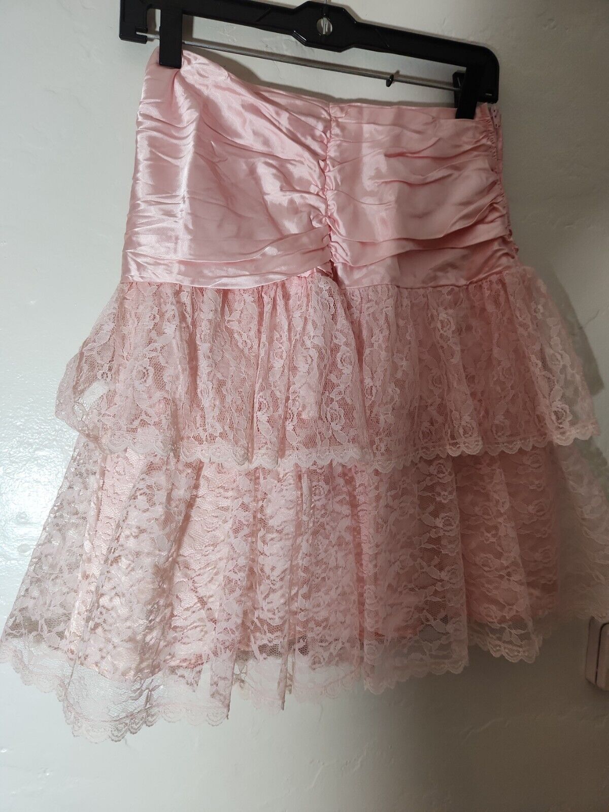 vintage skirt 1980 s pink satin w/ lace overlay sz 9-10 80's great - Fresh Stock Dated October 2025
