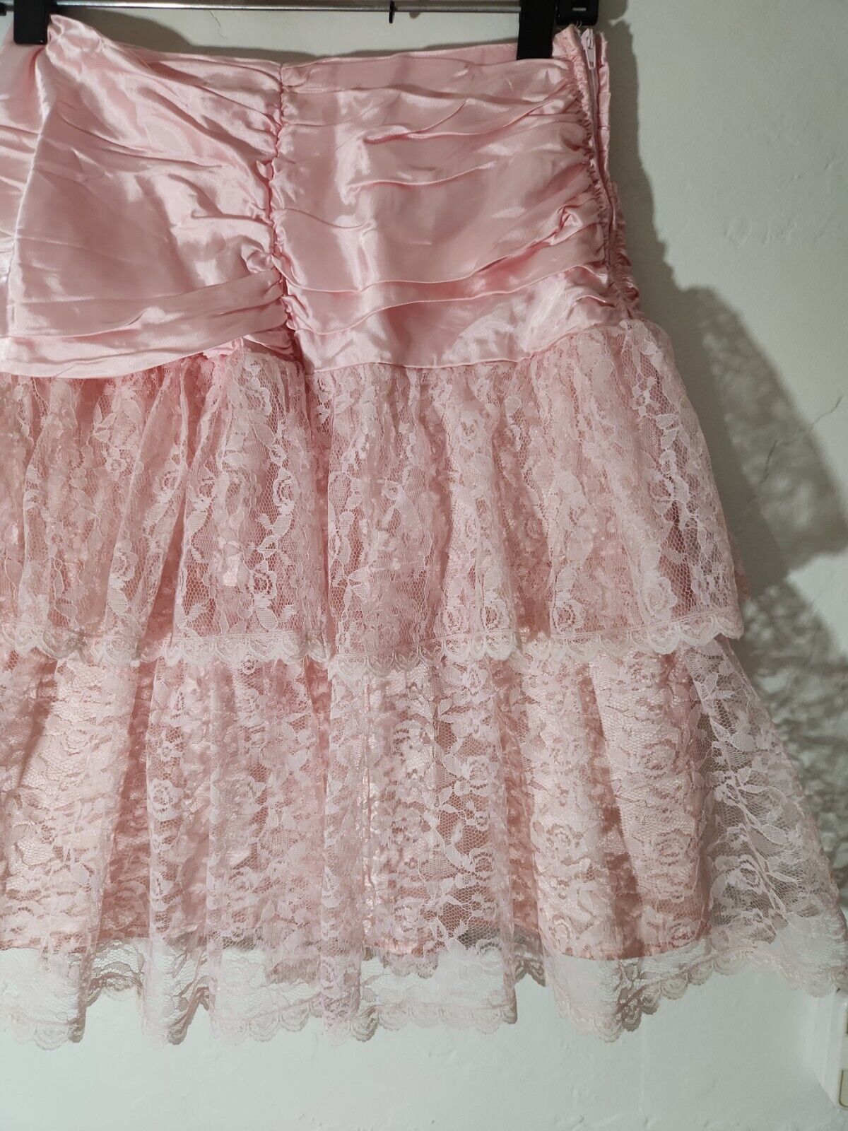 vintage skirt 1980 s pink satin w/ lace overlay sz 9-10 80's great - Fresh Stock Dated October 2025