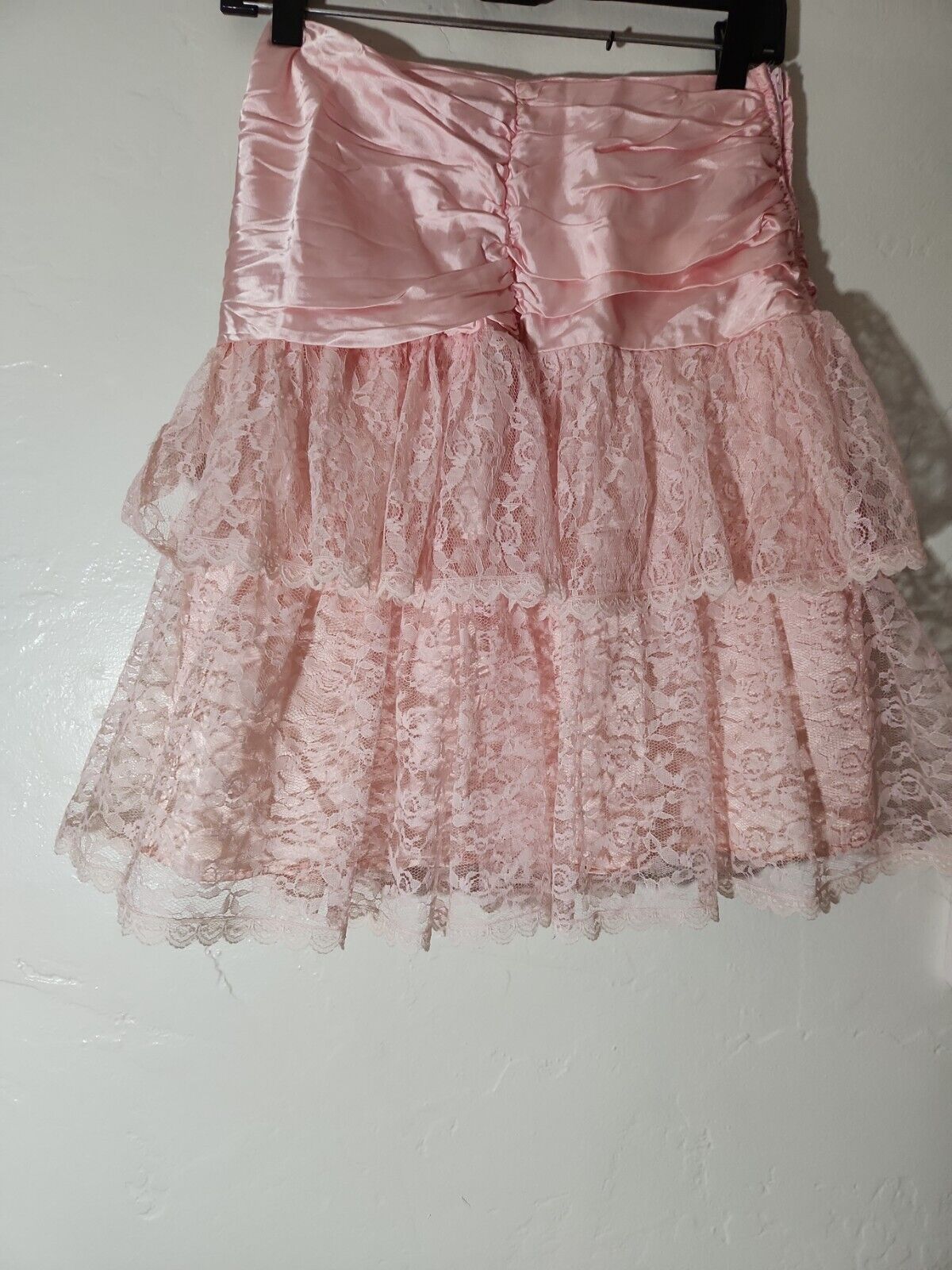 vintage skirt 1980 s pink satin w/ lace overlay sz 9-10 80's great - Fresh Stock Dated October 2025
