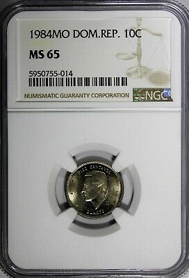 Dominican Republic Duarte 1984 MO 10 Centavos NGC MS65 Human Rights KM# 60 (14) - Fresh Stock Dated October 2025