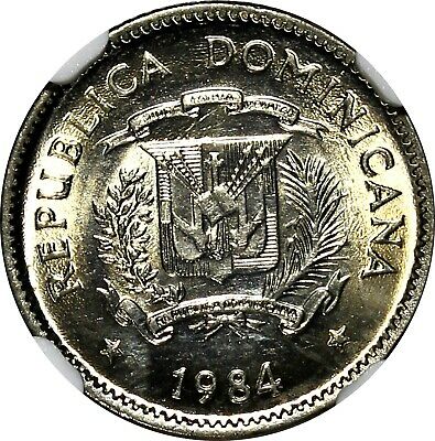 Dominican Republic Duarte 1984 MO 10 Centavos NGC MS65 Human Rights KM# 60 (14) - Fresh Stock Dated October 2025
