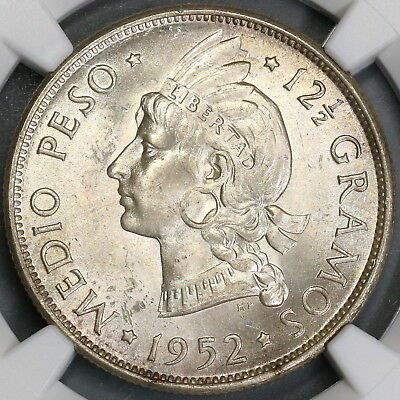 1952 NGC MS 65 Dominican Republic 1/2 Peso Silver Coin (19012101C) - Fresh Stock Dated October 2025