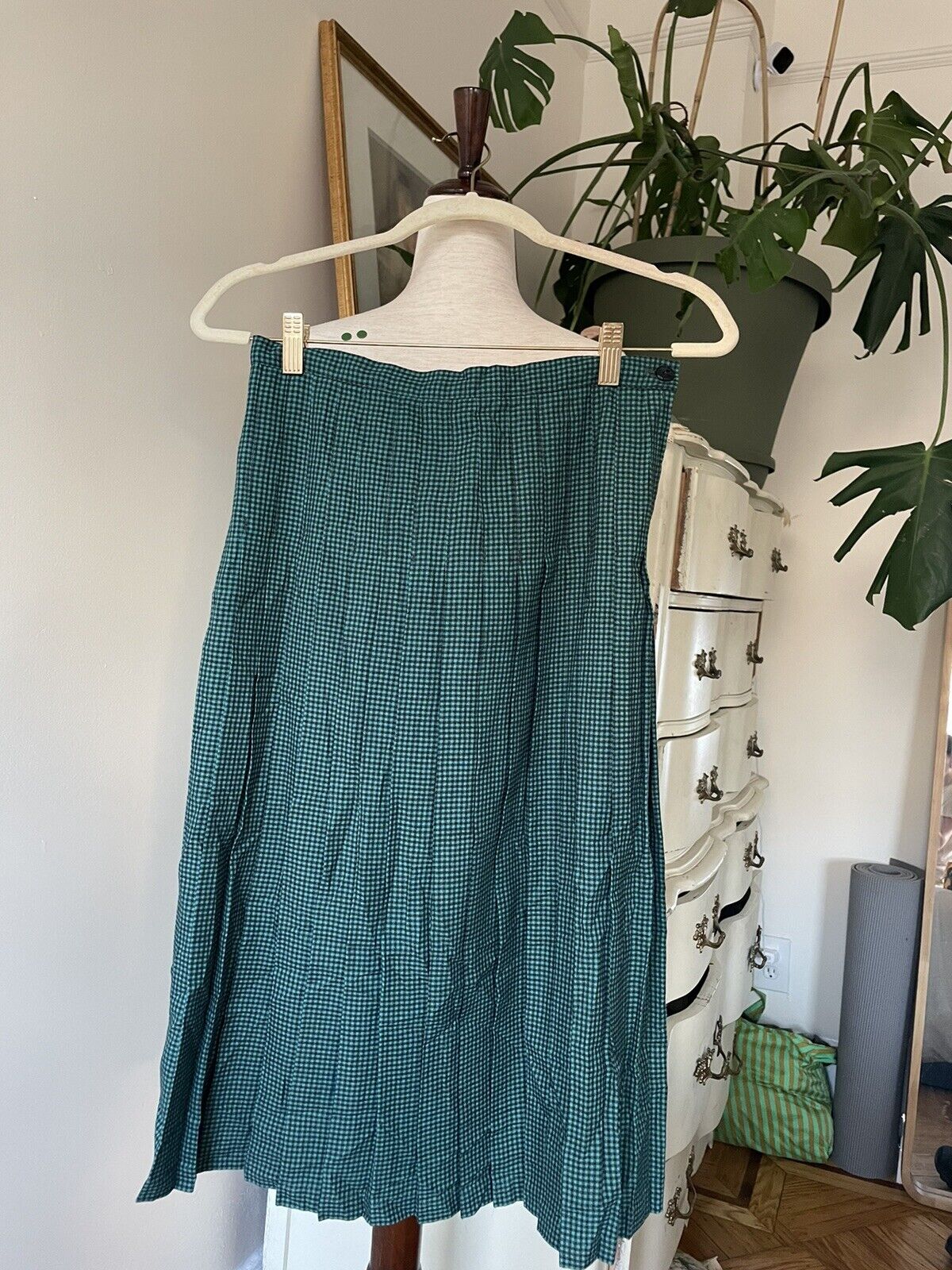 vintage teal checkerboard pleated skirt S - Fresh Stock Dated October 2025