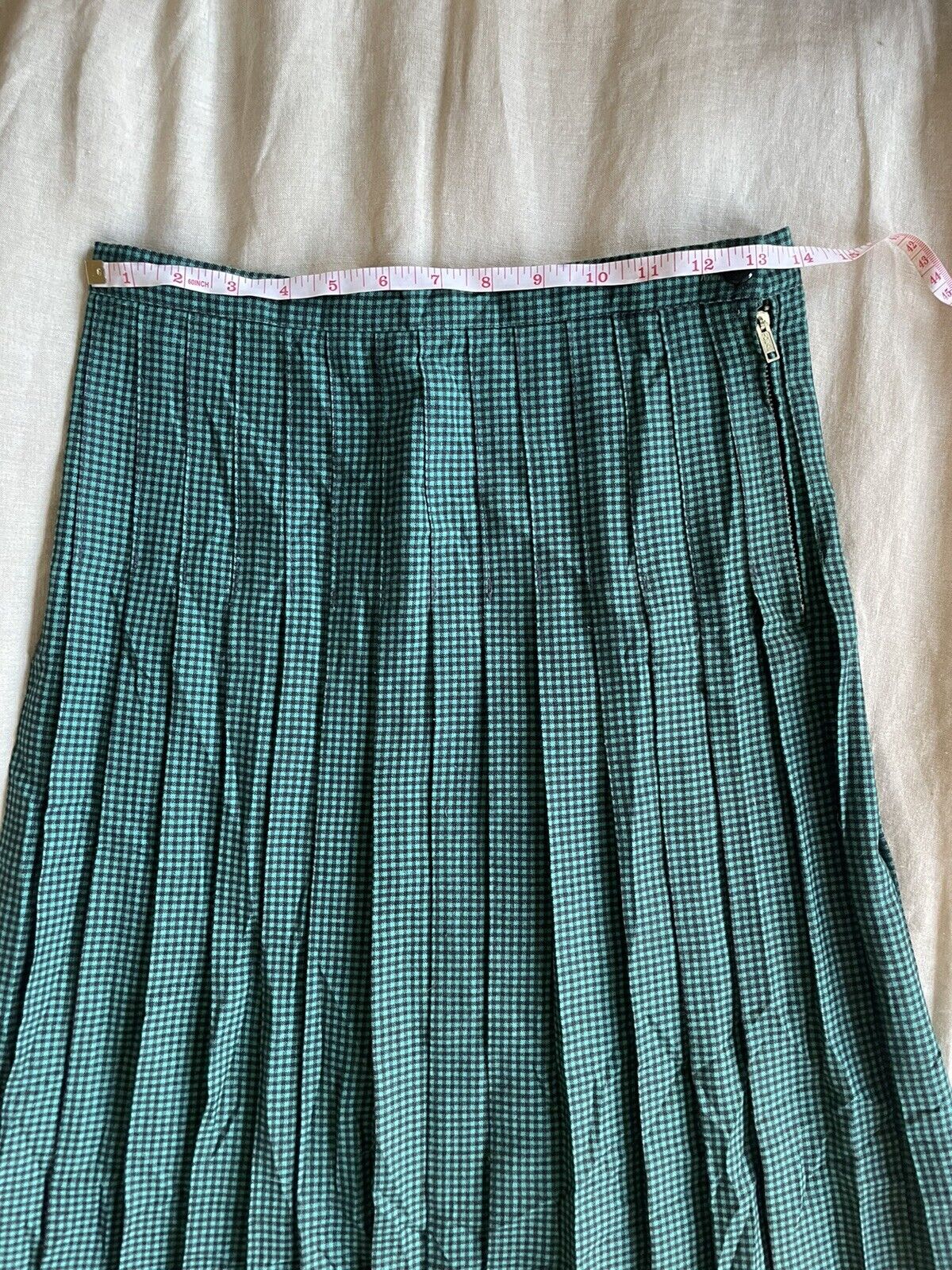vintage teal checkerboard pleated skirt S - Fresh Stock Dated October 2025
