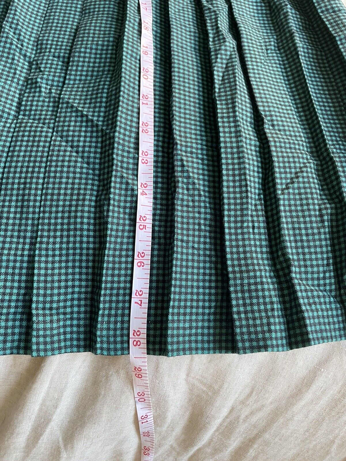 vintage teal checkerboard pleated skirt S - Fresh Stock Dated October 2025