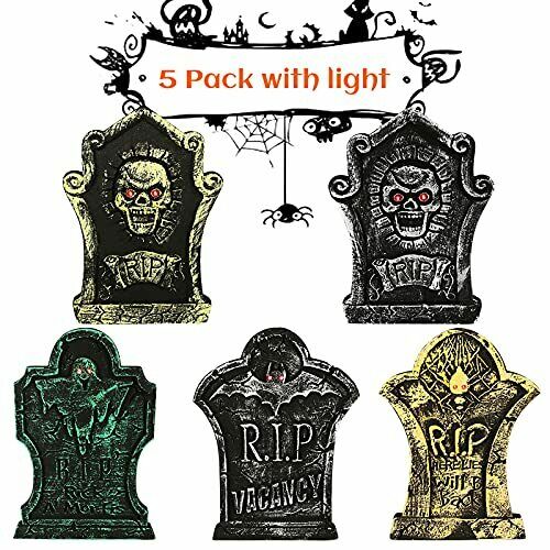Halloween Foam Tombstones 5 PCS, Halloween Yard Decorations, Lightweight - Fresh Stock Dated October 2025