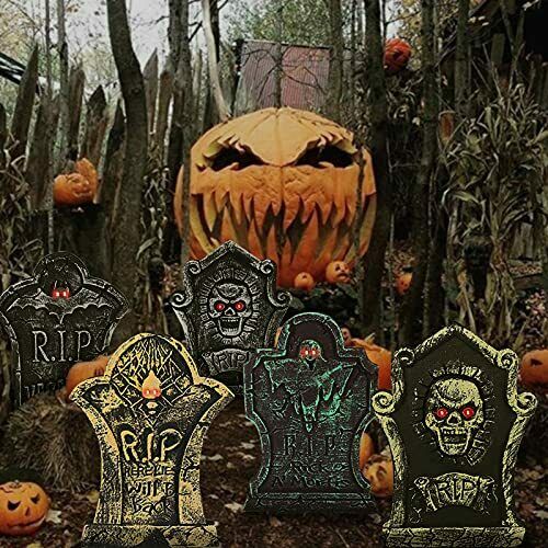 Halloween Foam Tombstones 5 PCS, Halloween Yard Decorations, Lightweight - Fresh Stock Dated October 2025