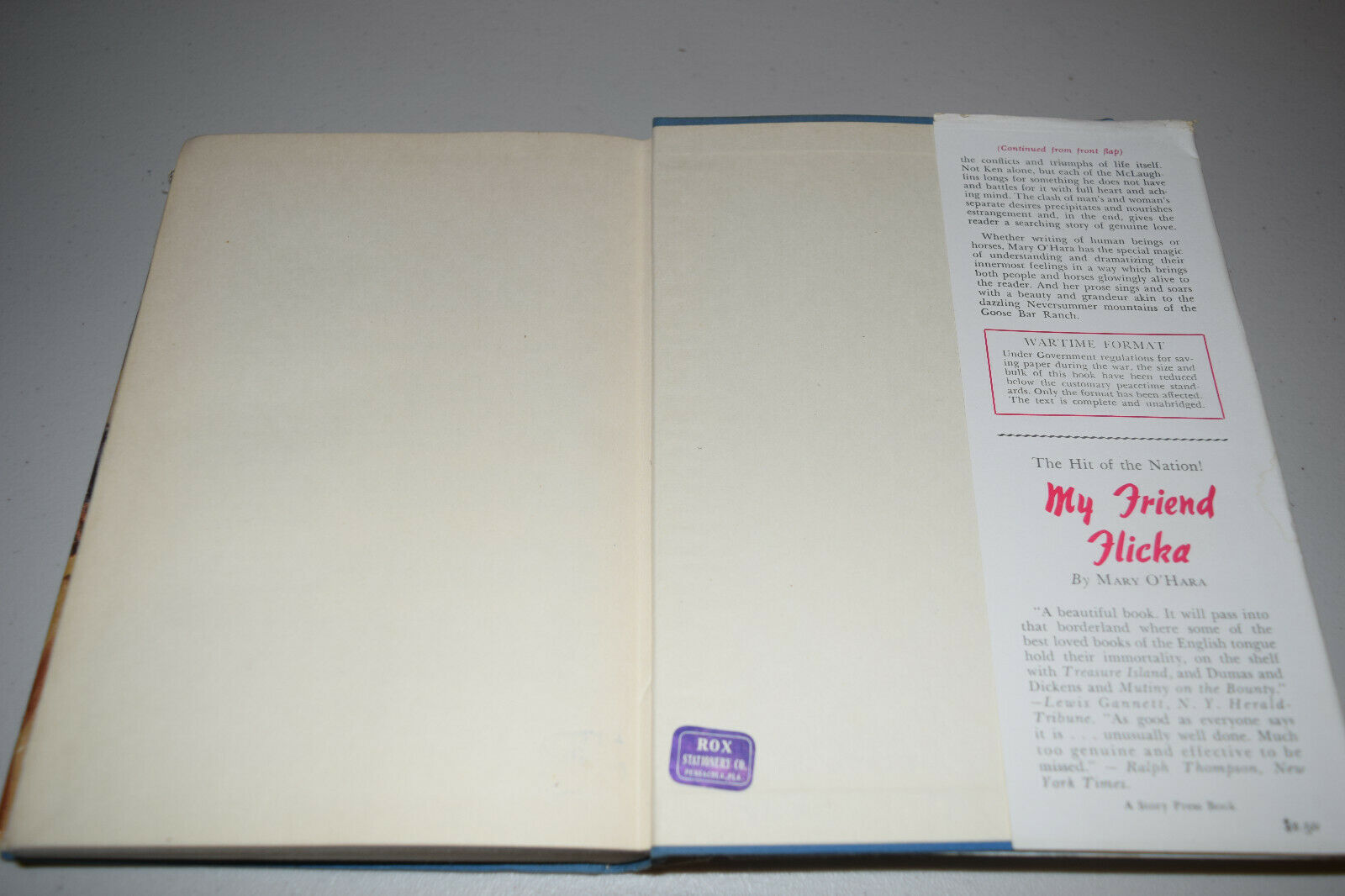 Thunderhead by Mary O'Hara Author of My Friend Flicka 1943 HBDJ 3rd Impression - Fresh Stock Dated October 2025