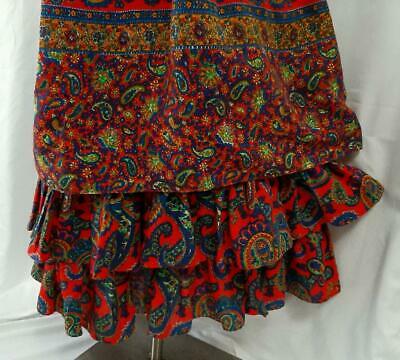 RUFFLED LAYERED Vintage 70s BOHEMIAN PAISLEY WOOL MAXI SKIRT  - 26 inch waist - Fresh Stock Dated October 2025