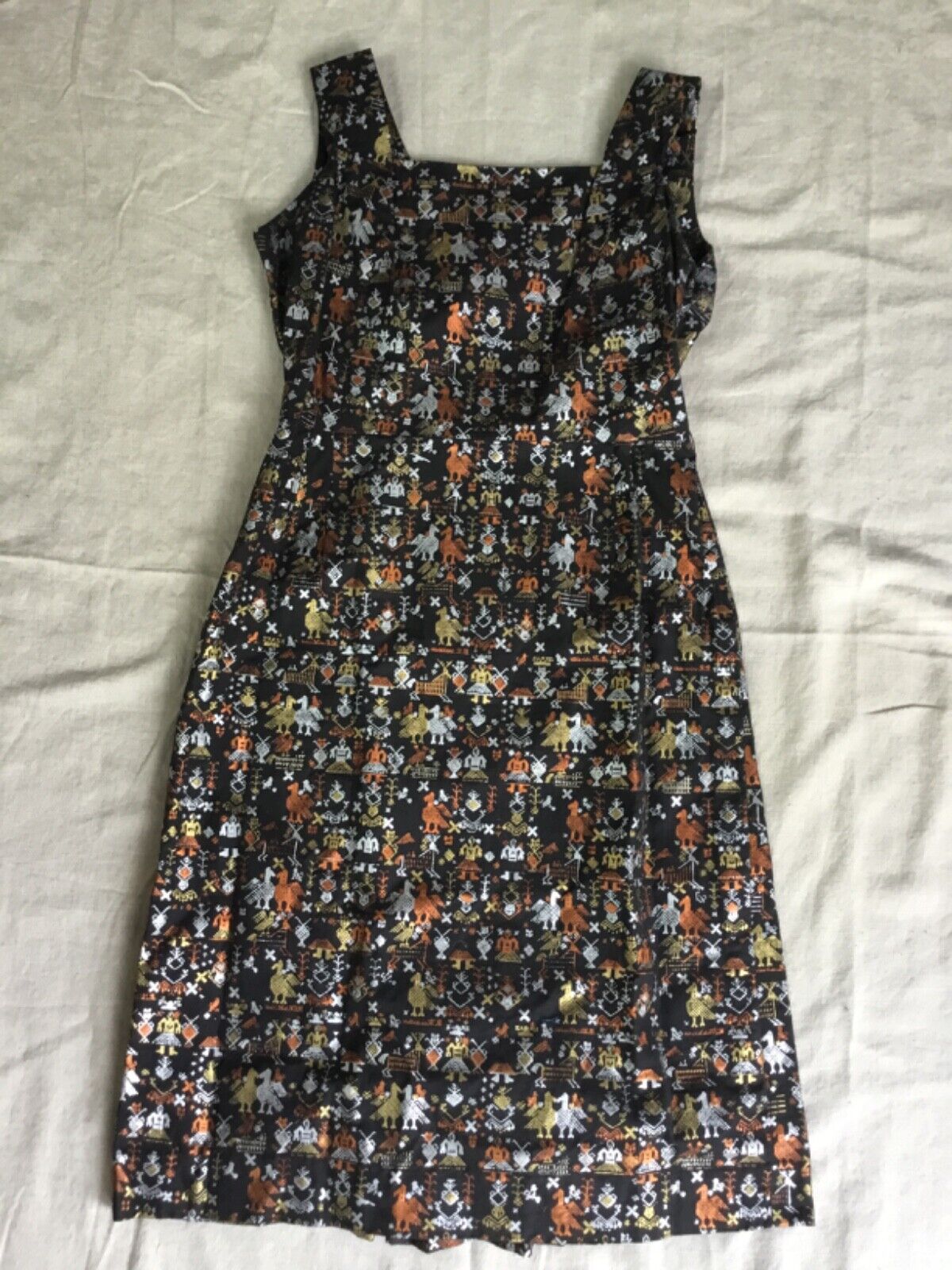 MAYA DE MEXICO Vintage 60s Mexican Dress & Jacket sz 18 Silver Gold Copper Color - Fresh Stock Dated October 2025