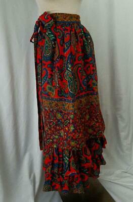 RUFFLED LAYERED Vintage 70s BOHEMIAN PAISLEY WOOL MAXI SKIRT  - 26 inch waist - Fresh Stock Dated October 2025