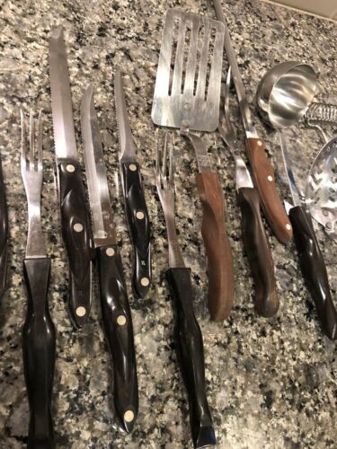Cutco Lot of 17. Mixed Knives, Serving Forks, Spoons, Spatula.  Mixed Handles - Fresh Stock Dated October 2025