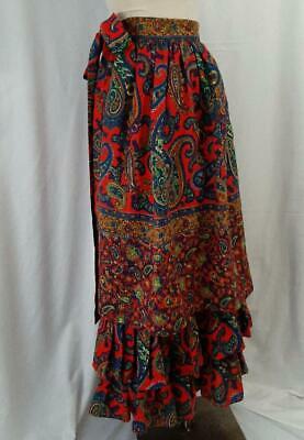 RUFFLED LAYERED Vintage 70s BOHEMIAN PAISLEY WOOL MAXI SKIRT  - 26 inch waist - Fresh Stock Dated October 2025