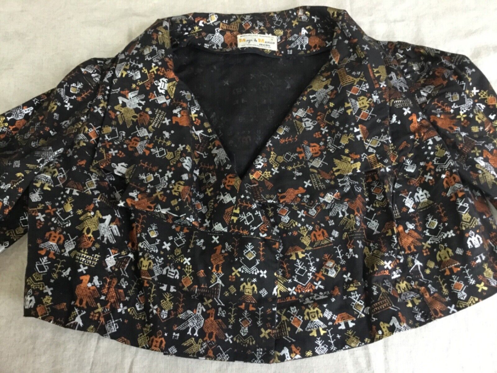MAYA DE MEXICO Vintage 60s Mexican Dress & Jacket sz 18 Silver Gold Copper Color - Fresh Stock Dated October 2025