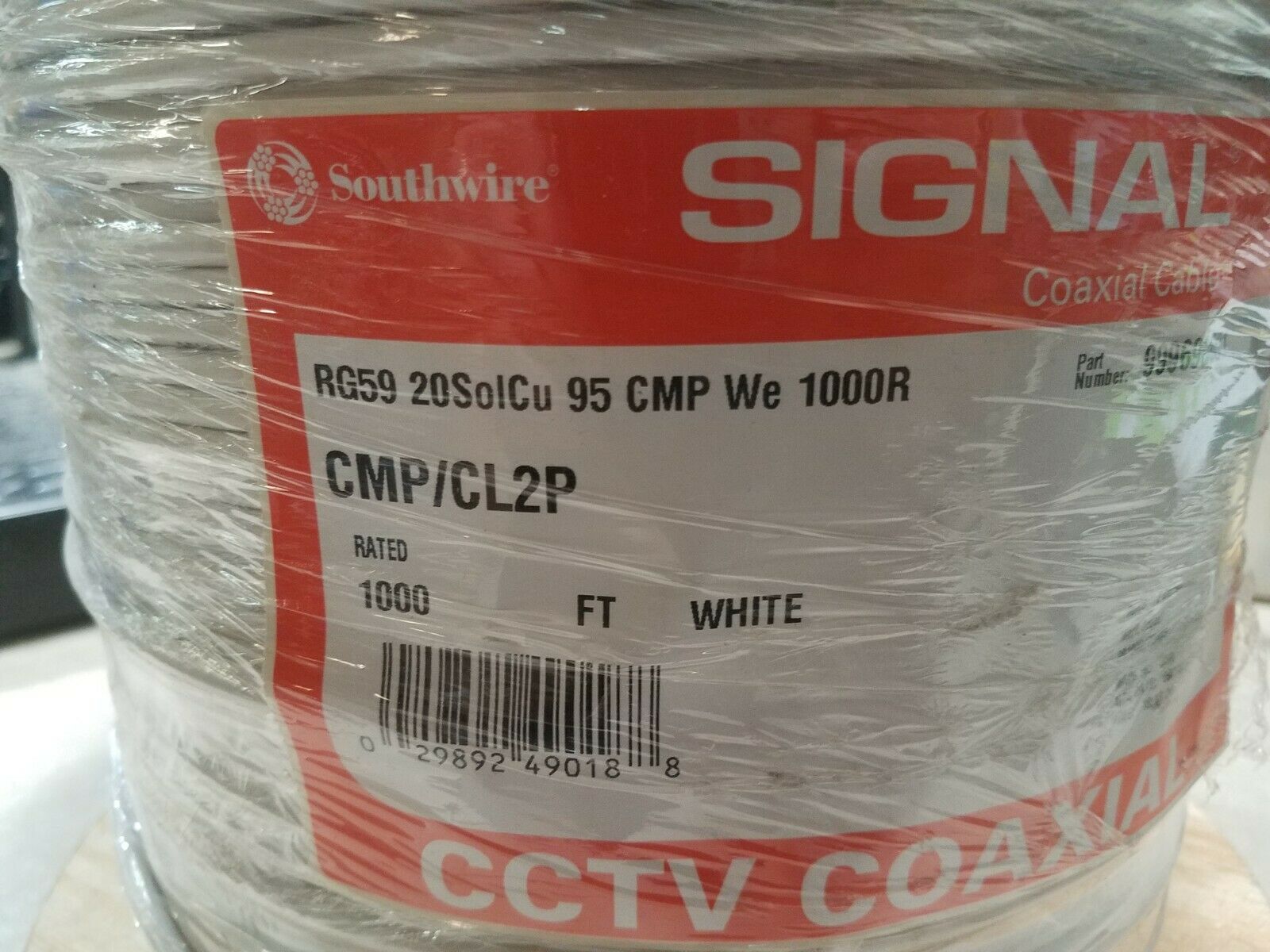 Southwire Signal Coaxial Cable 1000ft RG59 20soICu 95 CMP we cmp/cl2p 999690601 - Fresh Stock Dated October 2025