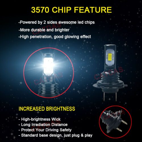 2pcs H7 LED Headlight Bulbs 6000K White For Kawasaki Ninja 300 EX300 2012-2019 - Fresh Stock Dated October 2025