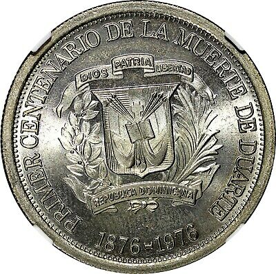 DOMINICAN REPUBLIC PROOF 1976 1/2 Peso NGC MS65 Juan Pablo Duarte KM# 44 (017) - Fresh Stock Dated October 2025