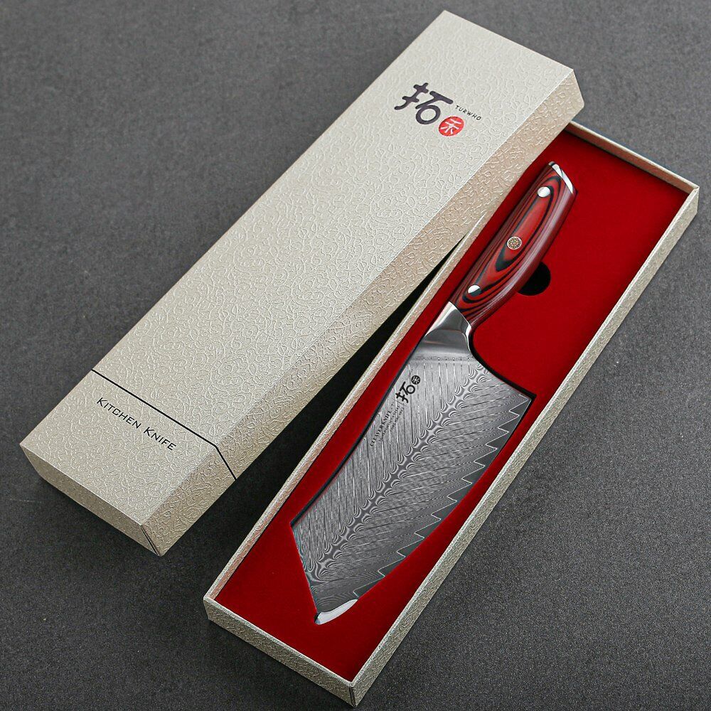 TURWHO 7inch Cleaver Knife 67-Layer Japanese VG10 Damascus Steel Kitchen Knife - Fresh Stock Dated October 2025