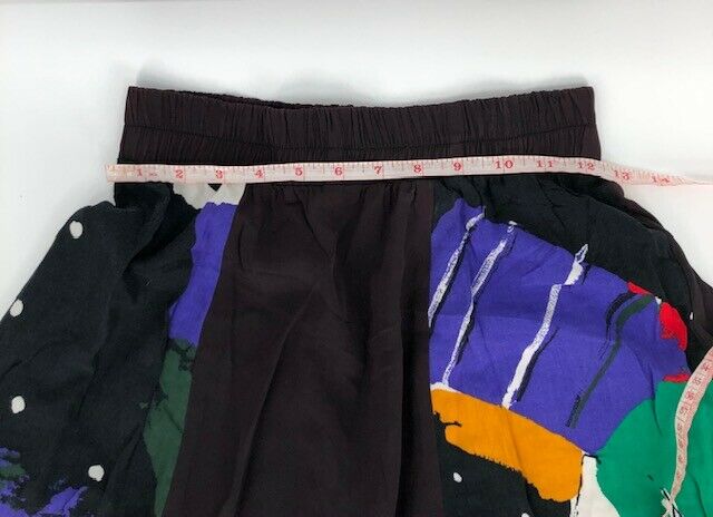 Vintage Skirt High Elastic Waist Knee Length Brown Colorblock Flowy 80 Pattern 6 - Fresh Stock Dated October 2025