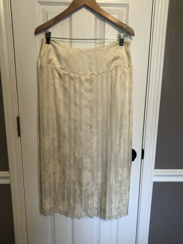 Lovely Vtg Jessica McClintock Ivory Pleated Silk Skirt~14~Damask Floral~Mint! - Fresh Stock Dated October 2025