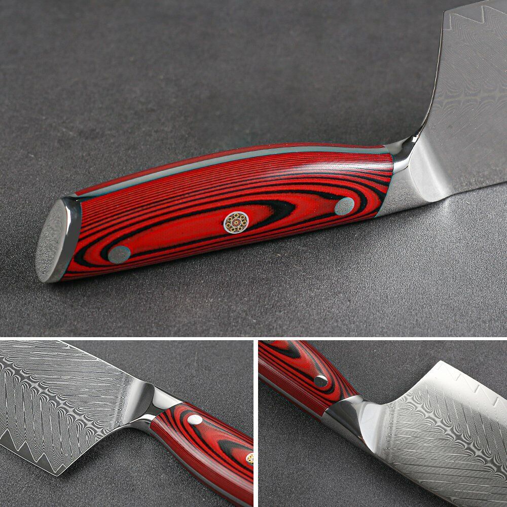TURWHO 7inch Cleaver Knife 67-Layer Japanese VG10 Damascus Steel Kitchen Knife - Fresh Stock Dated October 2025