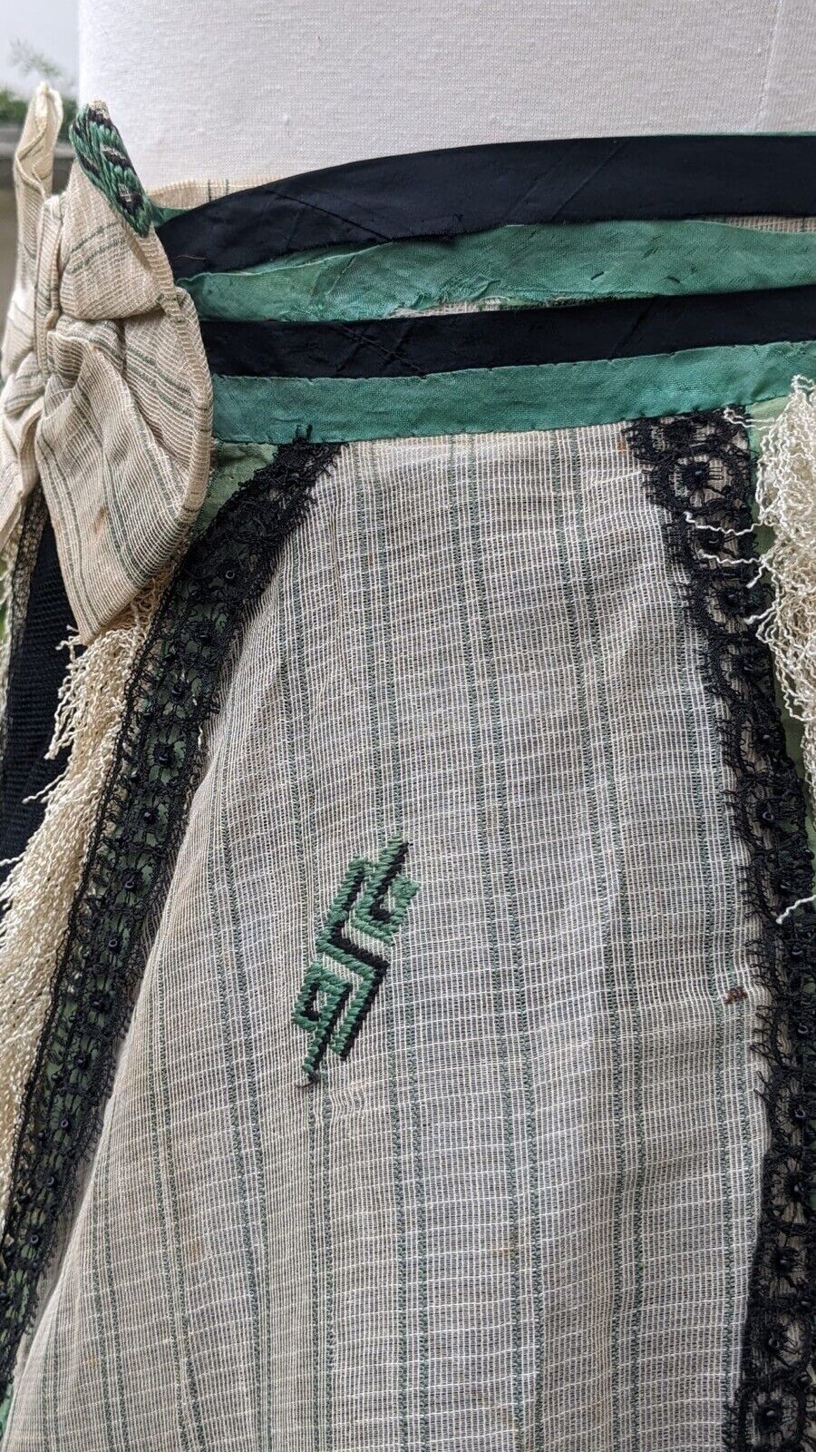 CIVIL WAR ERA STRIPED GAUZE OVER SKIRT WITH SILK FRINGE TRIMS - Fresh Stock Dated October 2025
