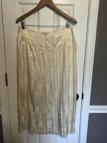 Lovely Vtg Jessica McClintock Ivory Pleated Silk Skirt~14~Damask Floral~Mint! - Fresh Stock Dated October 2025