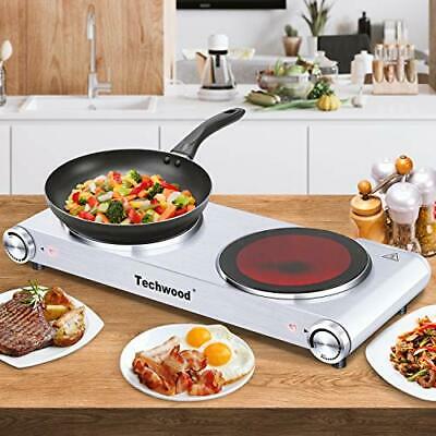 1800W Electric Hot Plate, Countertop Stove Infrared Ceramic Double burner - Fresh Stock Dated October 2025