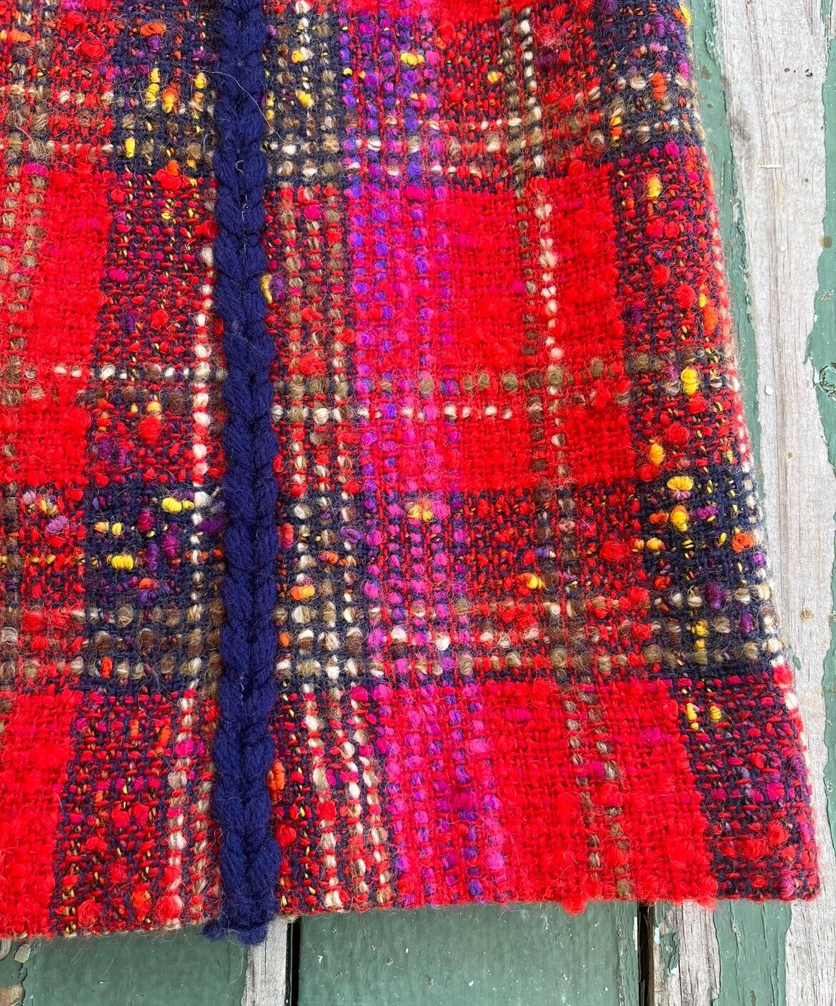 Vintage Multi Red Tweed Wool Blend Lined Woven Midi Skirt 28” Waist - Fresh Stock Dated October 2025