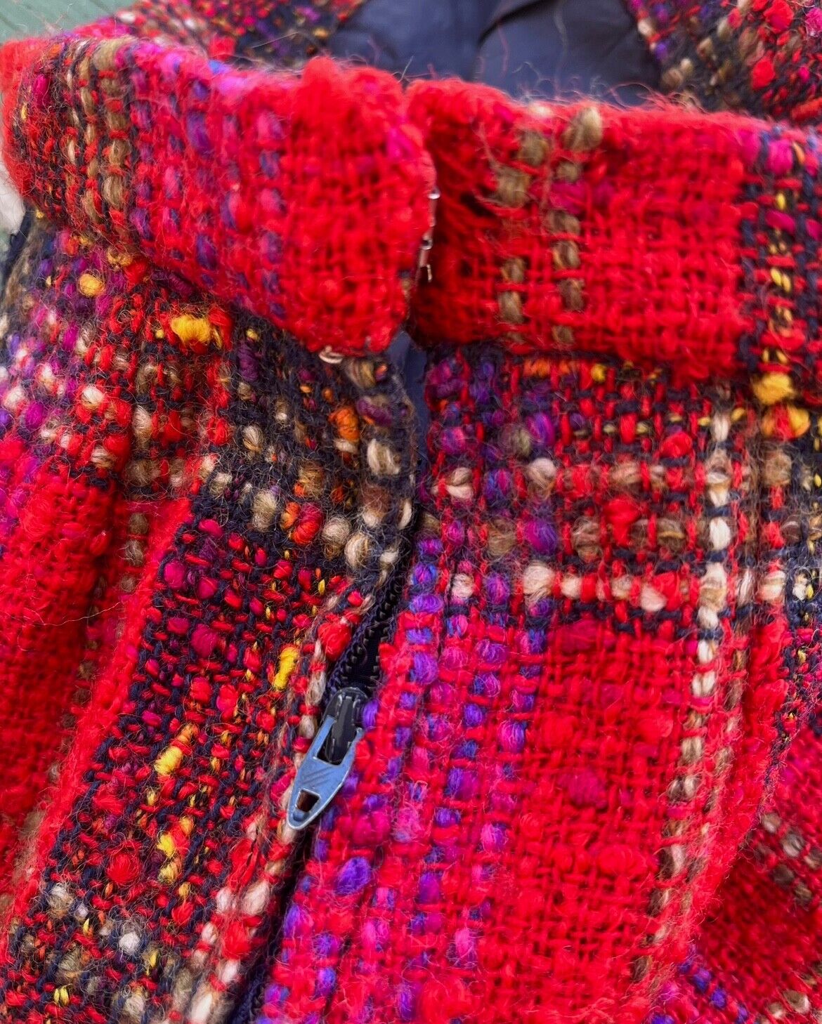 Vintage Multi Red Tweed Wool Blend Lined Woven Midi Skirt 28” Waist - Fresh Stock Dated October 2025