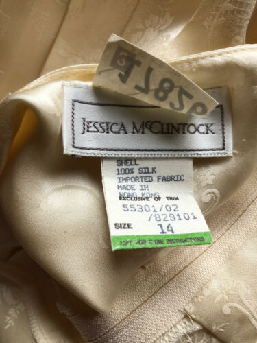 Lovely Vtg Jessica McClintock Ivory Pleated Silk Skirt~14~Damask Floral~Mint! - Fresh Stock Dated October 2025
