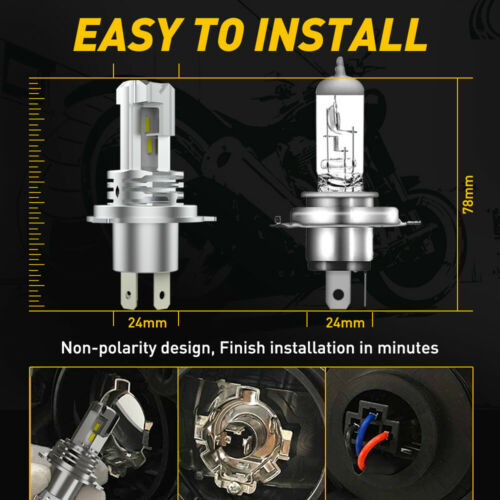 AUXITO H4 9003 HB2 LED Bulb Hi/Lo Beam White Motorcycle Headlight High Power M4 - Fresh Stock Dated October 2025