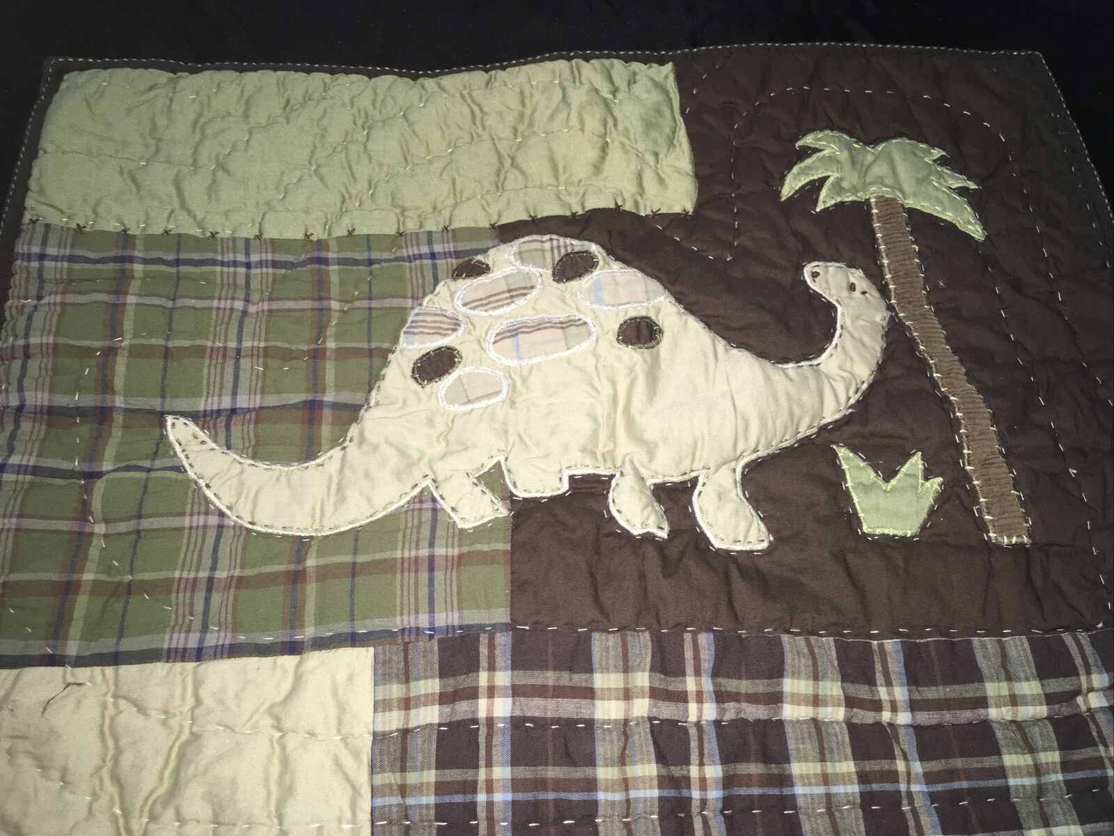 Pottery Barn Kids Madras Sham Standard Green 🦕 Dinosaur Tree Dino Brown Plaid - Fresh Stock Dated October 2025