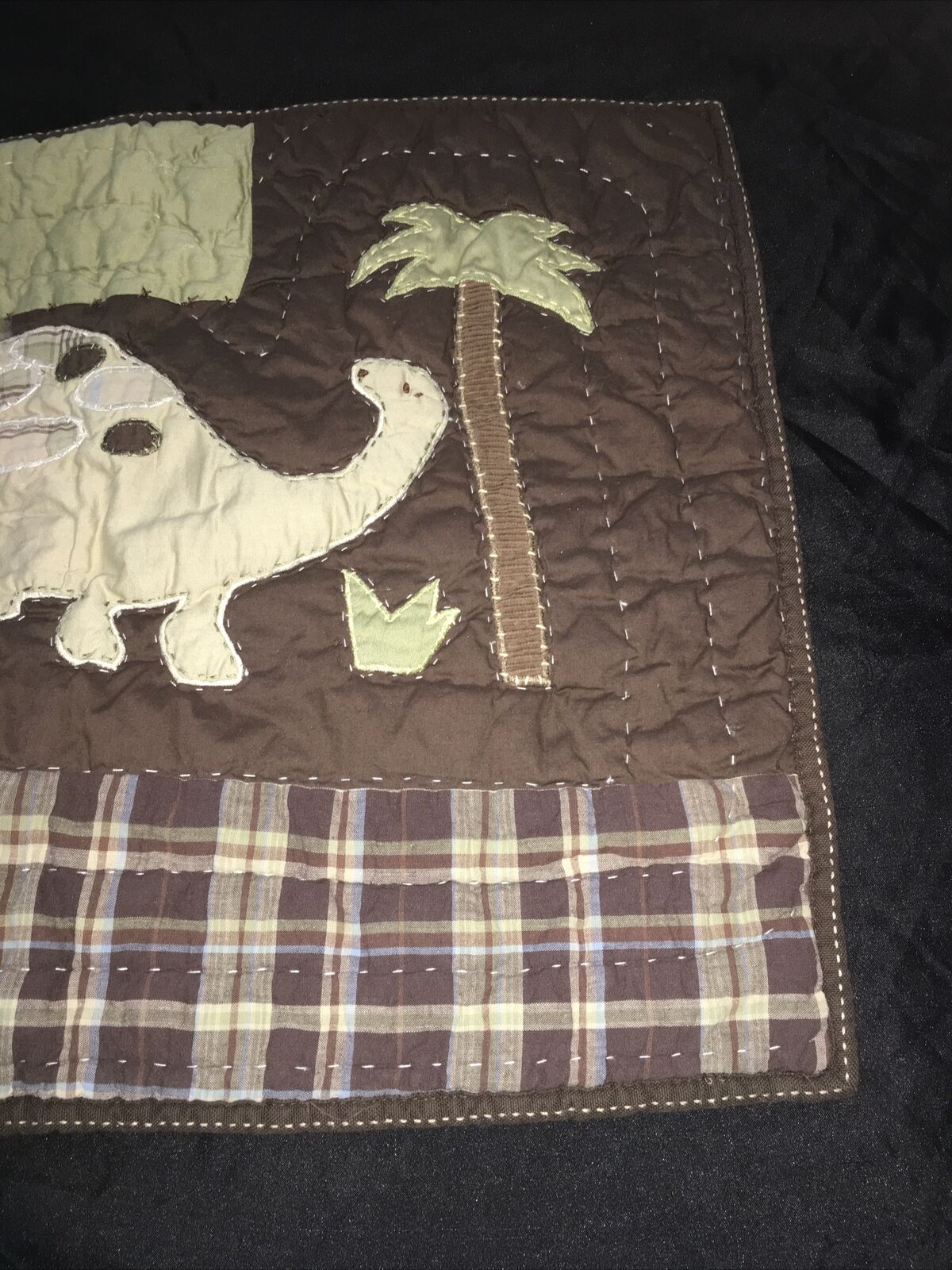 Pottery Barn Kids Madras Sham Standard Green 🦕 Dinosaur Tree Dino Brown Plaid - Fresh Stock Dated October 2025