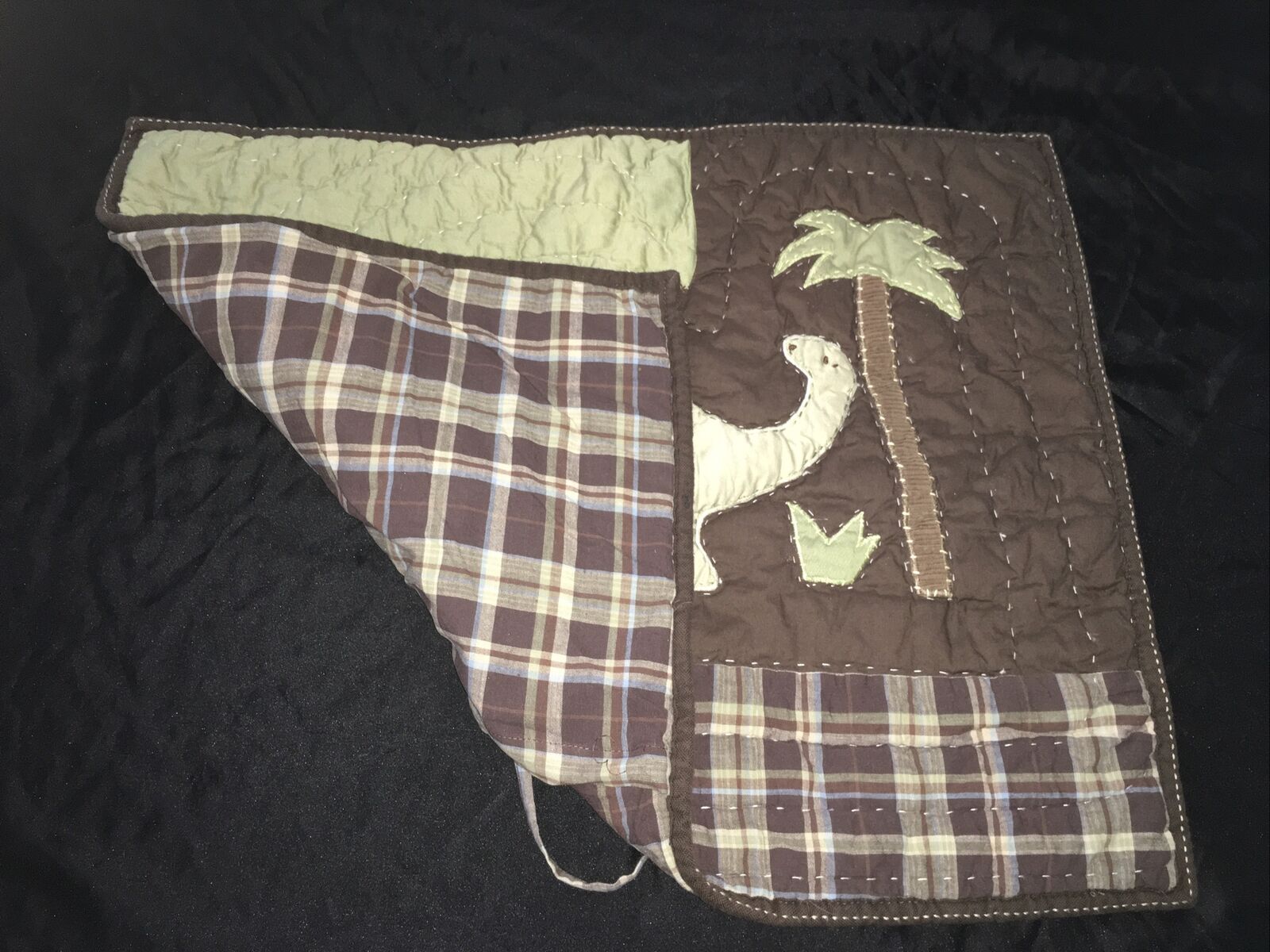 Pottery Barn Kids Madras Sham Standard Green 🦕 Dinosaur Tree Dino Brown Plaid - Fresh Stock Dated October 2025