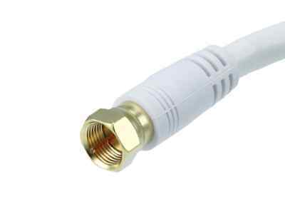Monoprice 1.5ft RG6 (18AWG) 75Ohm, Quad Shield, CL2 Coaxial Cable - White - Fresh Stock Dated October 2025