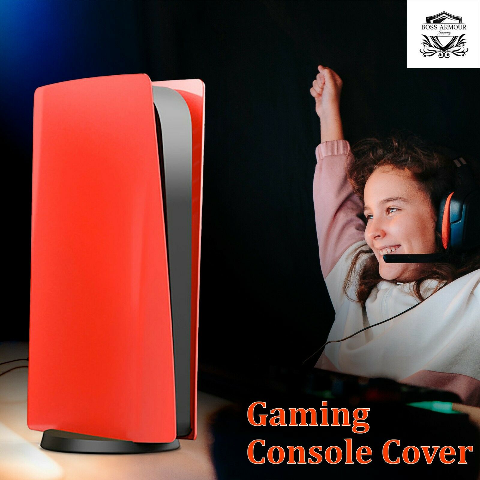BossArmour Fire Red PS5 Faceplate, Disc Edition Snap-on Console Cover Shell - Fresh Stock Dated October 2025